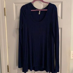 Free People Navy Long Sleeve Top